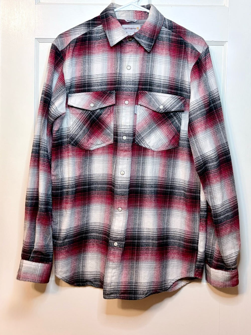 Carhartt Relaxed Fit Long-Sleeve Ombre Plaid Snap-Front Shirt